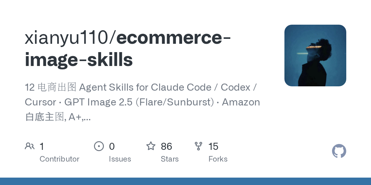 电商出图 12 个 skill ecommerce-image-skills(较早,10 月 4 日)