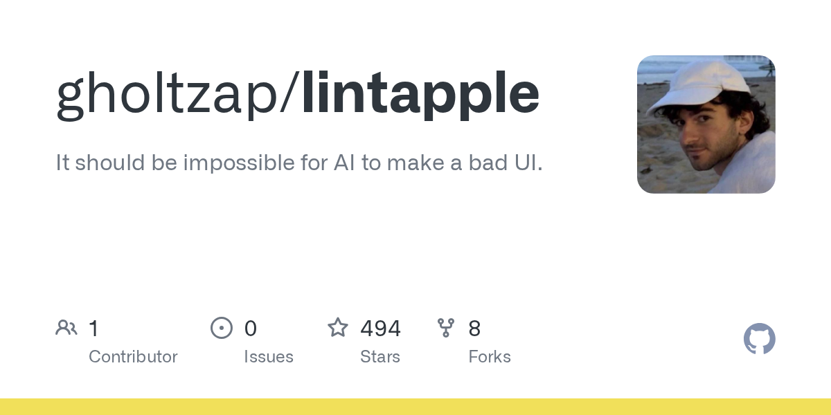 lintapple 拦住 AI 做出的烂界面(较早,10 月 7 日创建)