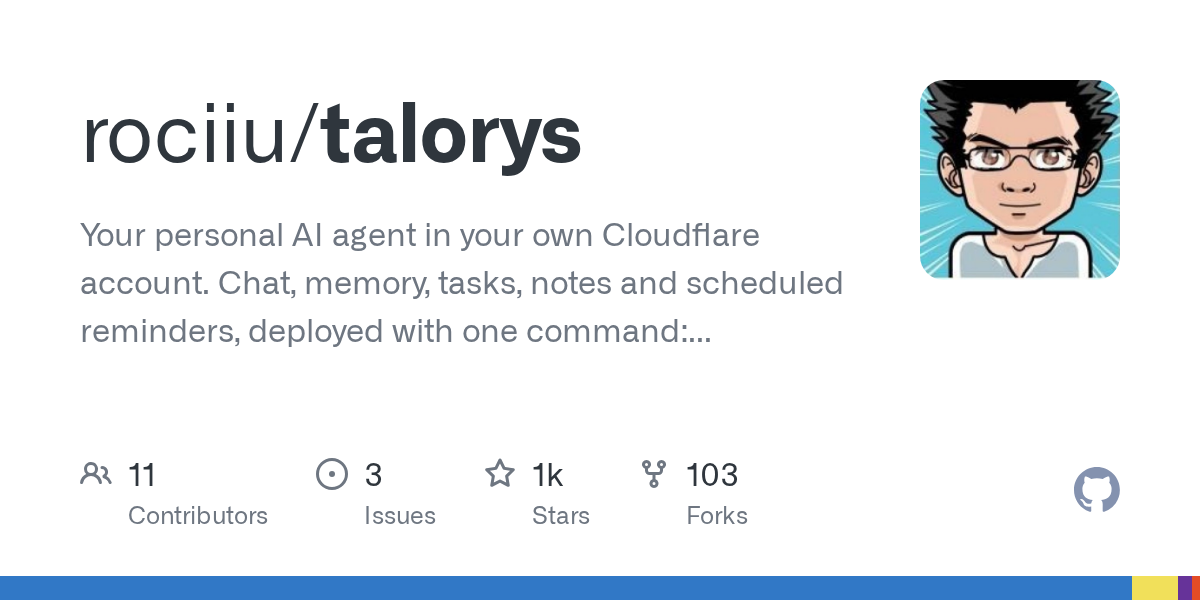 Talorys 部署在自己 Cloudflare 里的个人 Agent(较早,10 月 10 日创建)