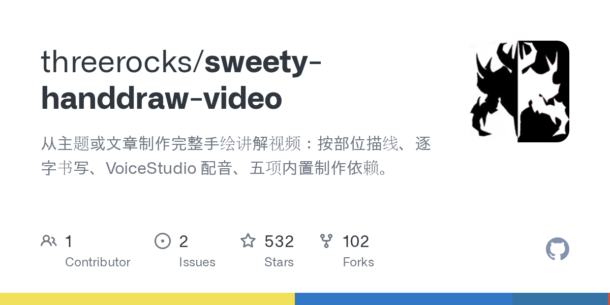 sweety-handdraw-video 手绘口播视频管线（48 小时内）